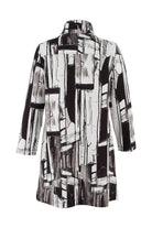 Abstract patterned coat on a white background back angle