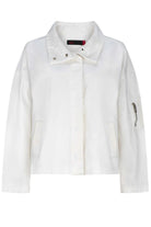 White jacket with a brand label on a white background
