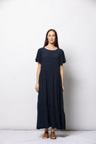 women's plus size maxi dress navy