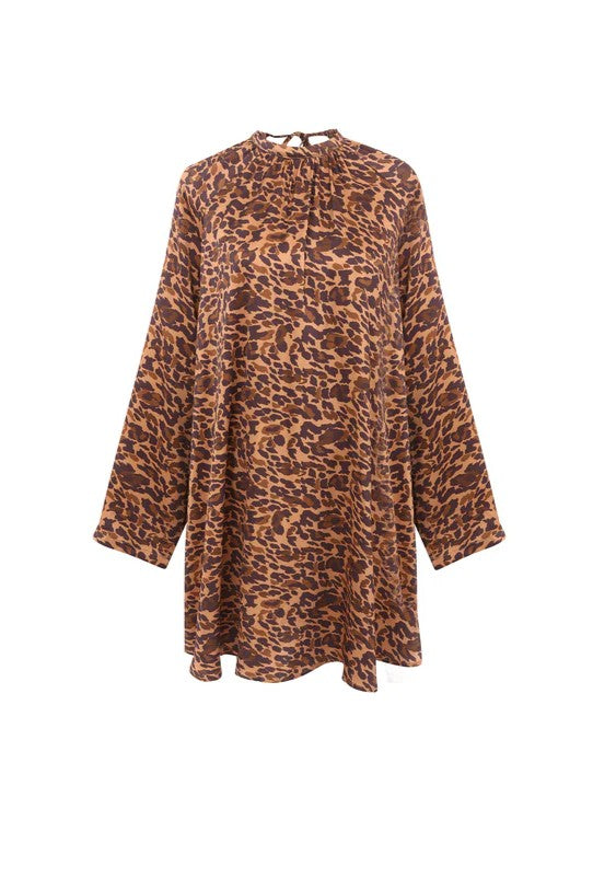 Leopard print dress on a white background