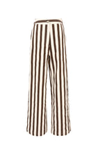 Brown and white striped pants on a white background