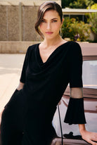 long sleeve cowl neck top with diamante detail sleeve