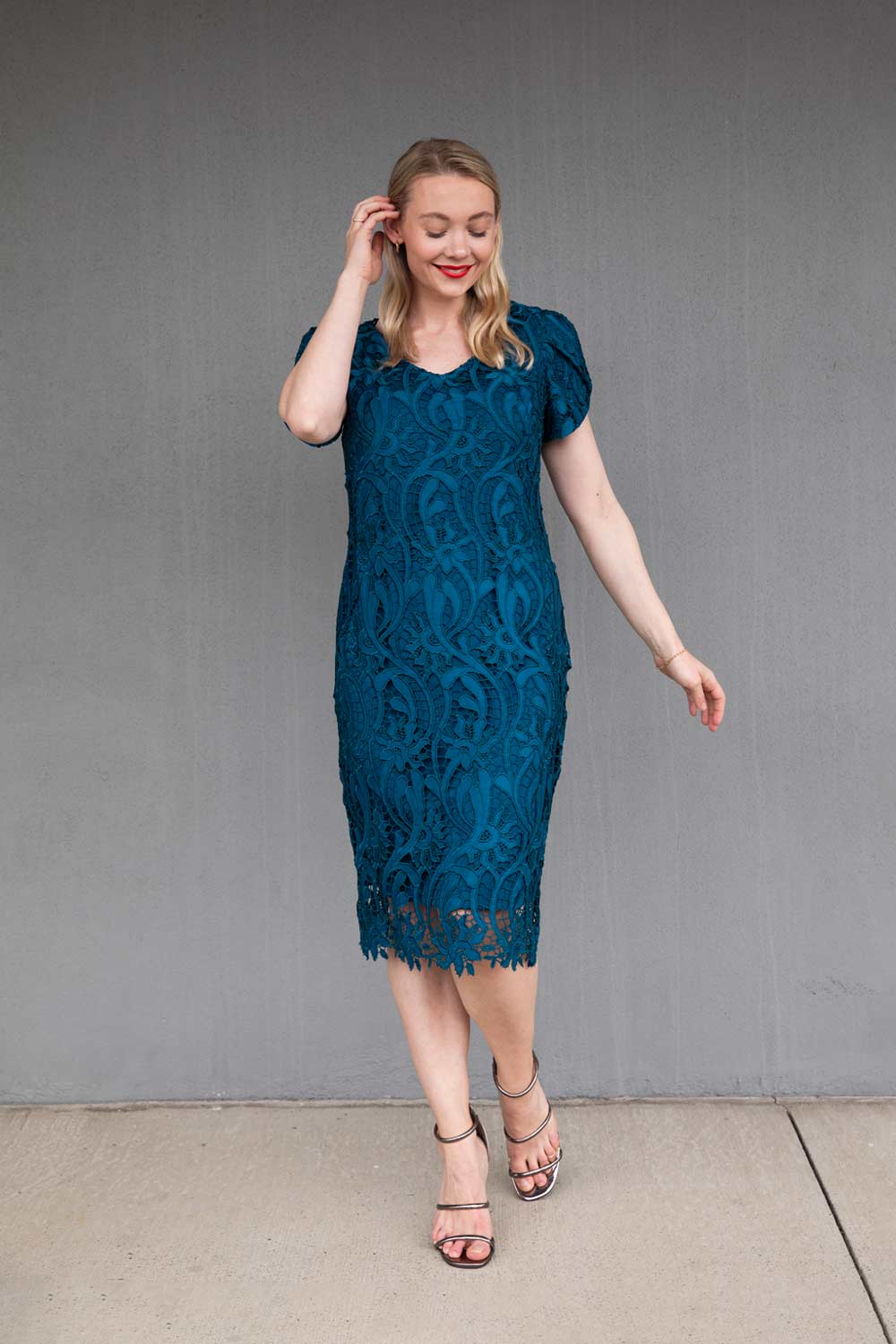 Lyman - 239394 Teal Lace Dress – Magazine Designer Clothing