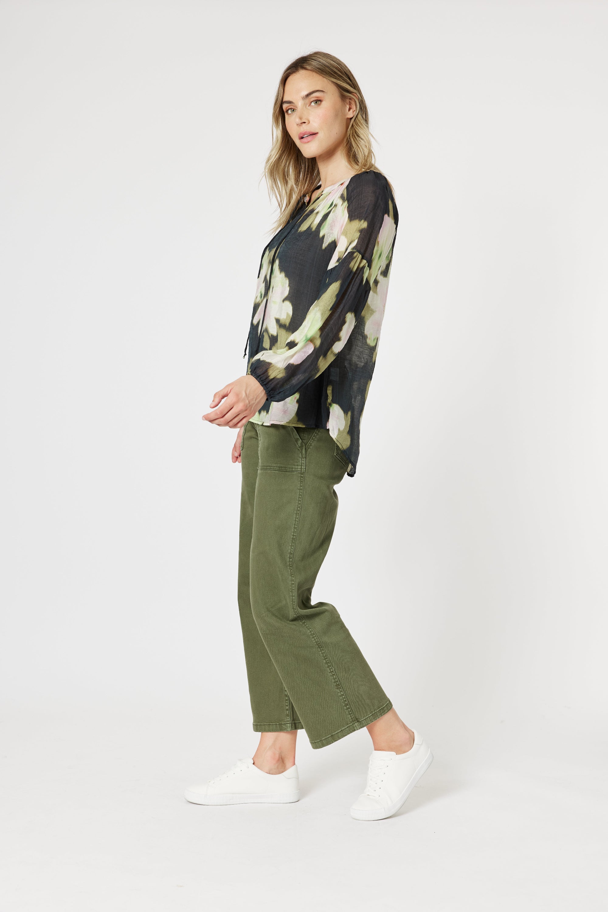 semi sheer floral blouse black floral