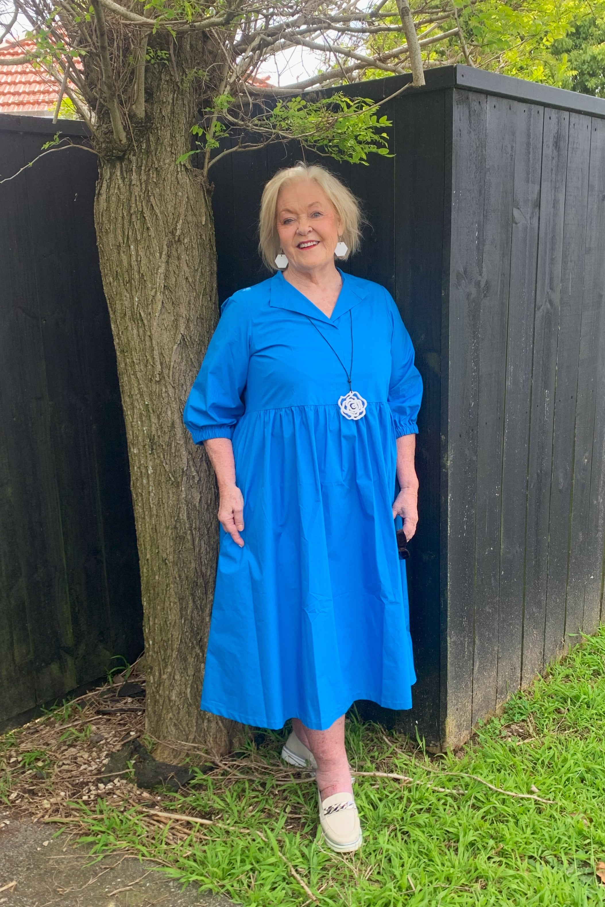 women's plus size blue cotton dress