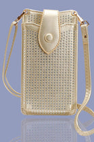 gold diamante phone bag