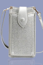 silver diamante phone bag