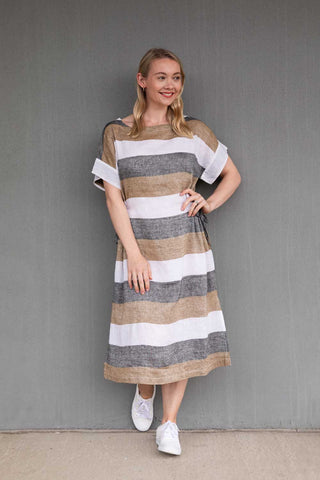 Tirelli - 24D3378 Jacquard Diagonal Seam Dress