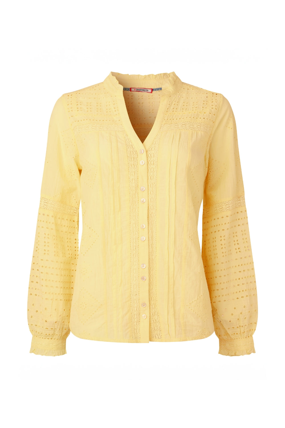 yellow broderie blouse clear cut white background