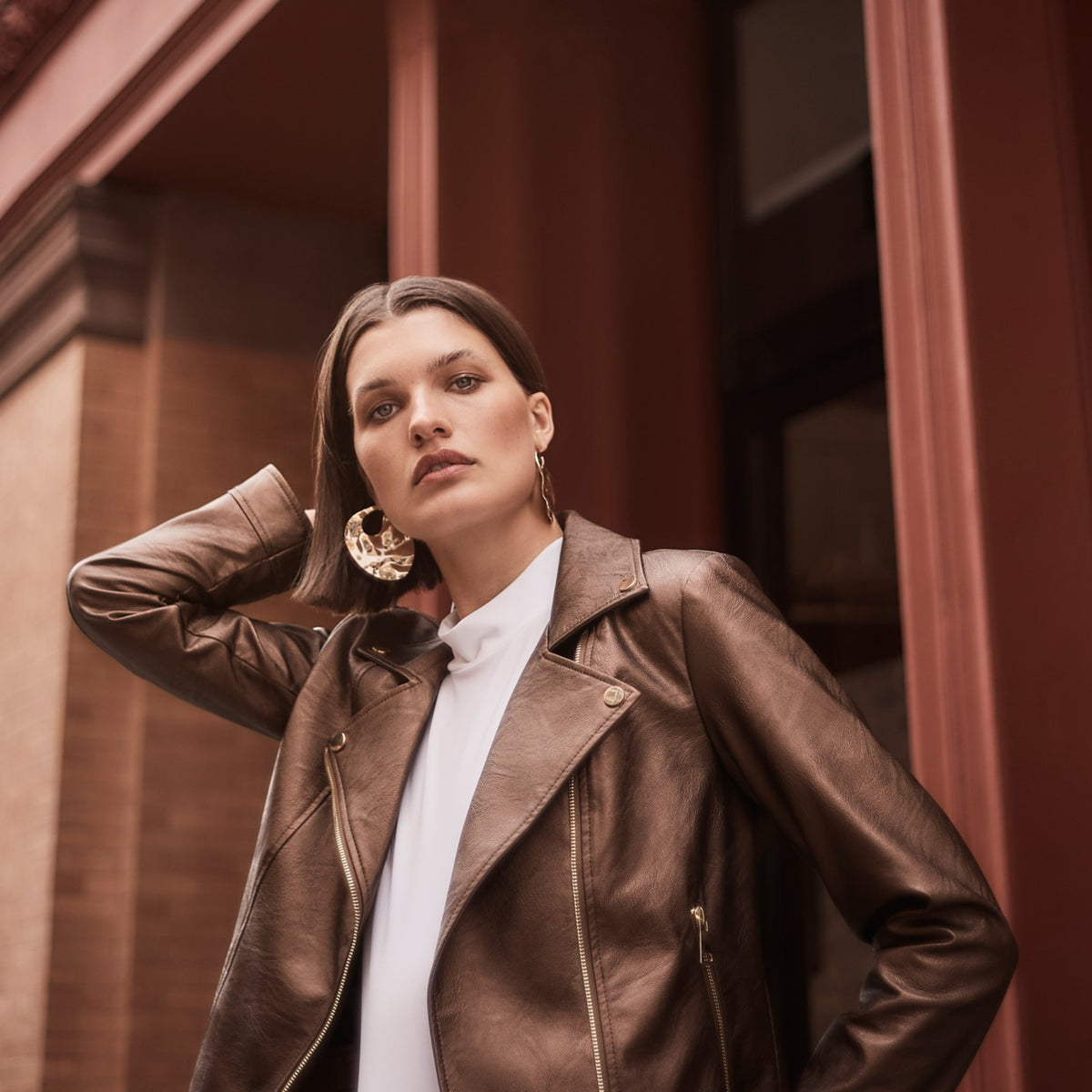 Joseph Ribkoff - 234902 Metallic Biker Jacket – Magazine Designer Clothing