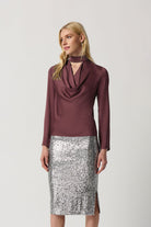 joseph-ribkoff-satin-draped-top-toffee