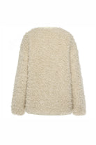 cream shearling jacket on white background back angle