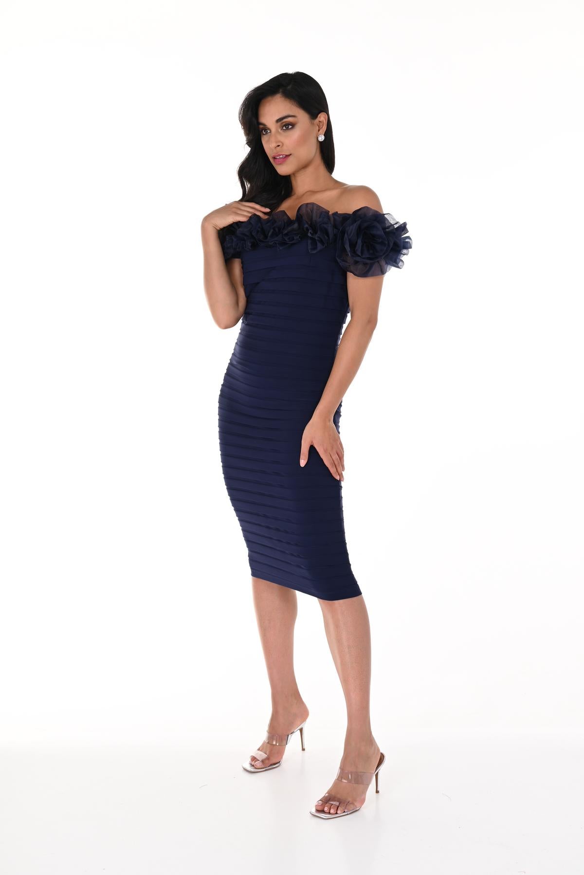 lyman-rosette-off-the-shoulder-dress