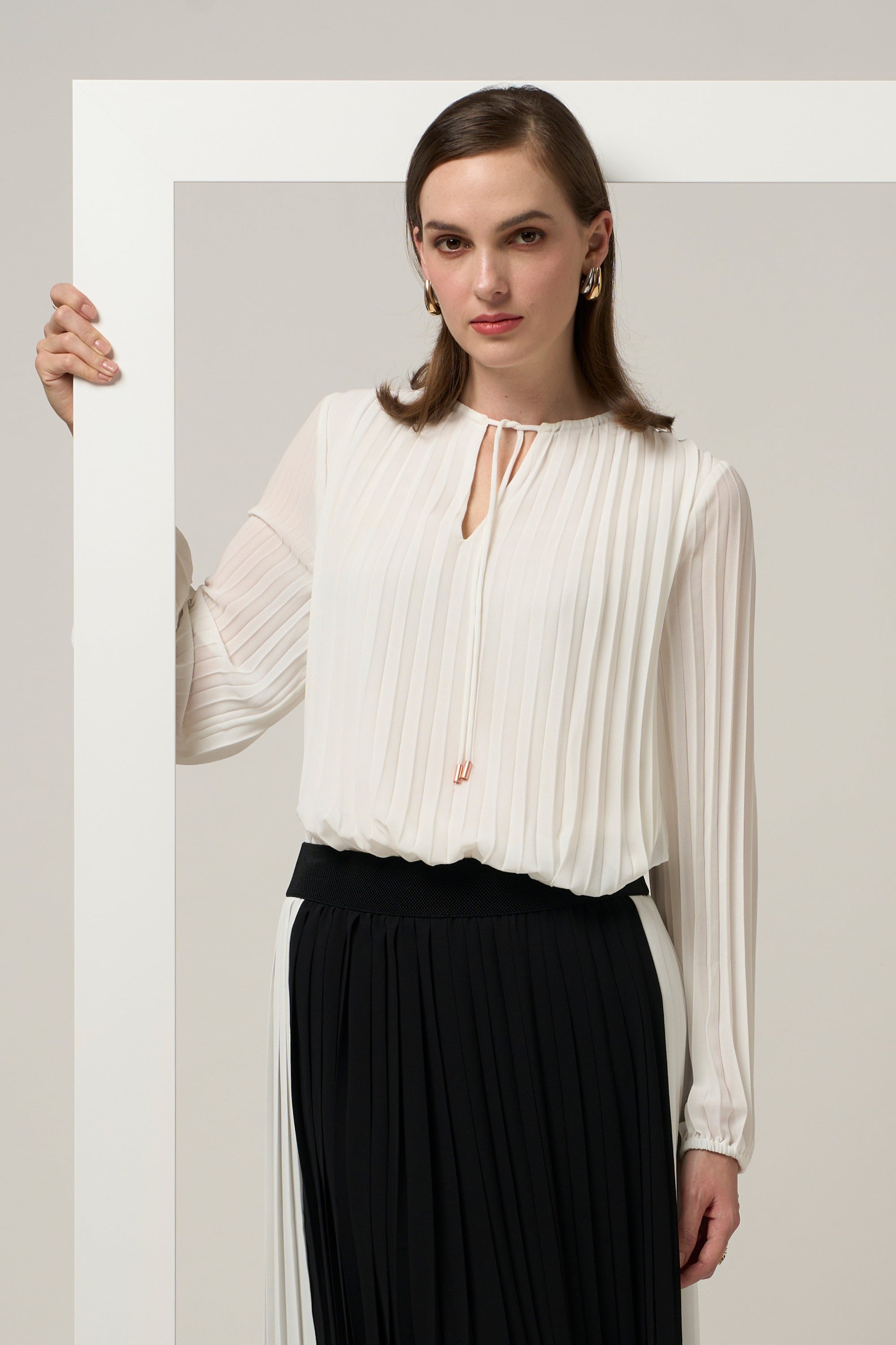 pleated-tie-neck-blouse-white-plus-size-clothing