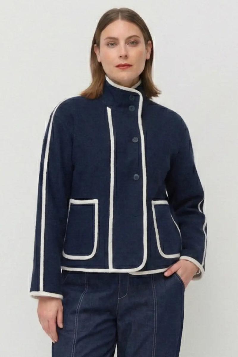 Marco Polo - Contrast Boiled Wool Jacket – Magazine Designer Clothing