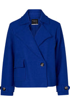 Blue jacket with buttons on a white background