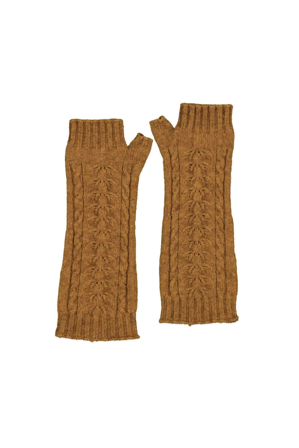 long cable knit glovelet pair in honeycomb