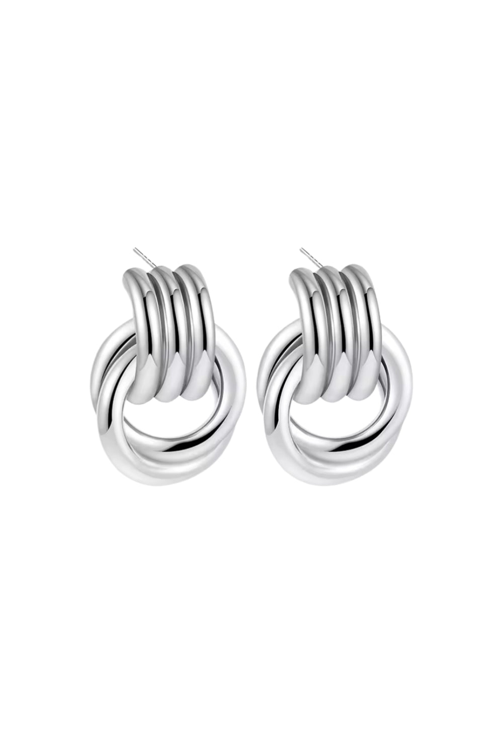 interloop silver earrings clear cut white background