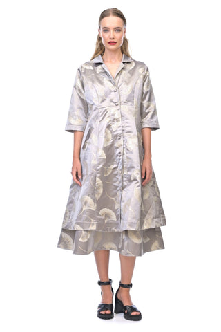 Layla Jones - LJ0152 Tea Length Beaded Mesh Dress with 3/4 Sleeve