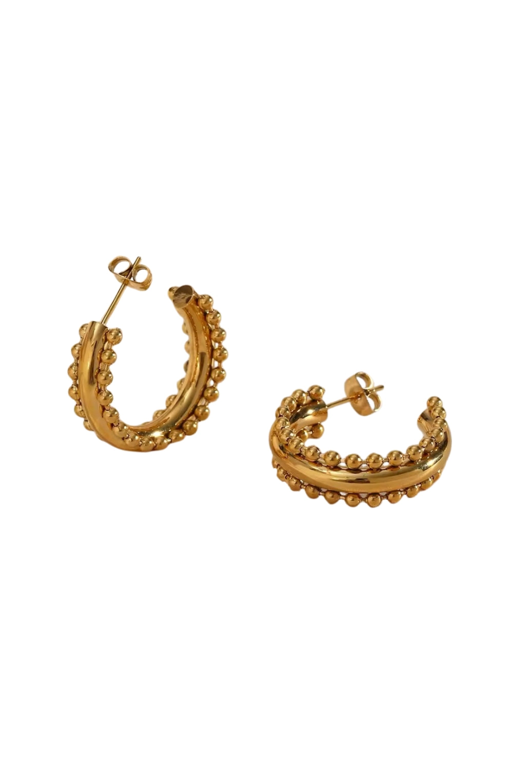 gold detailed hoop earrings clear cut white background
