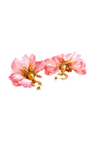 pink petal and gold hardware earrings