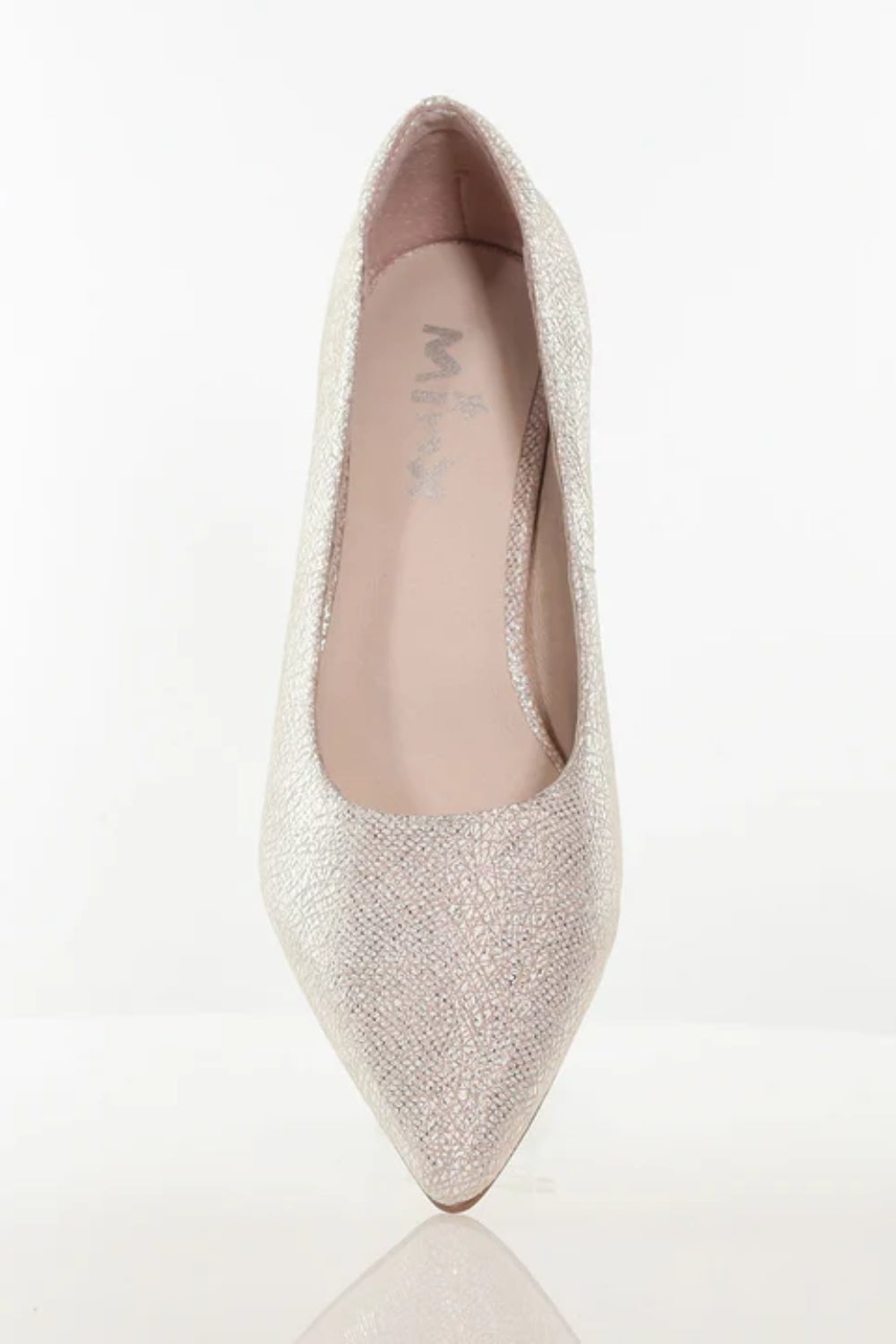 champagne court shoe with clear block heel 