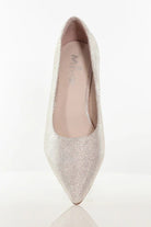 champagne court shoe with clear block heel 