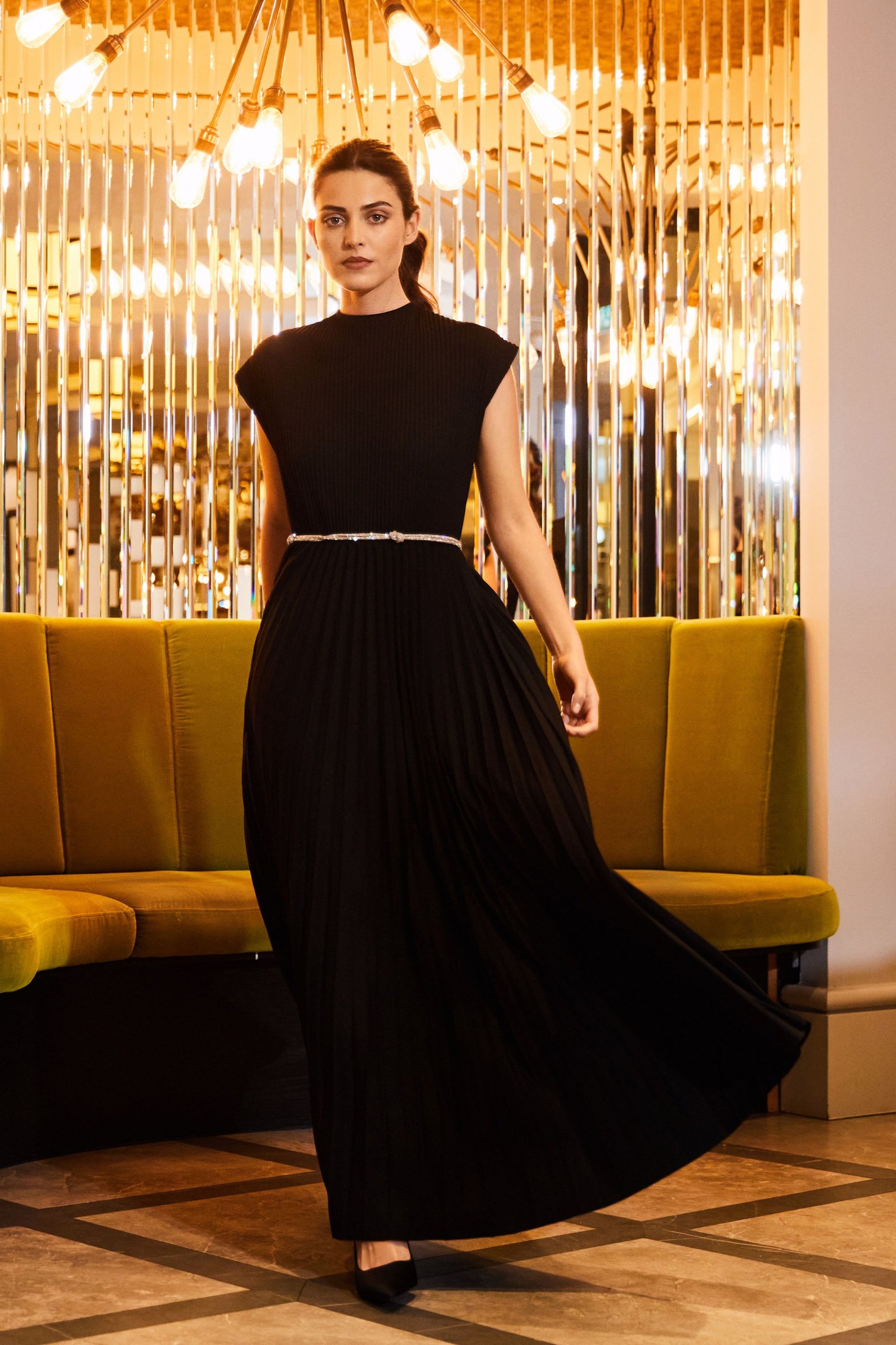 Peruzzi - W24511 Pleated Dress Magazine Designer Clothing Peruzzi - W24511 Pleated Dress Magazine Designer Clothing