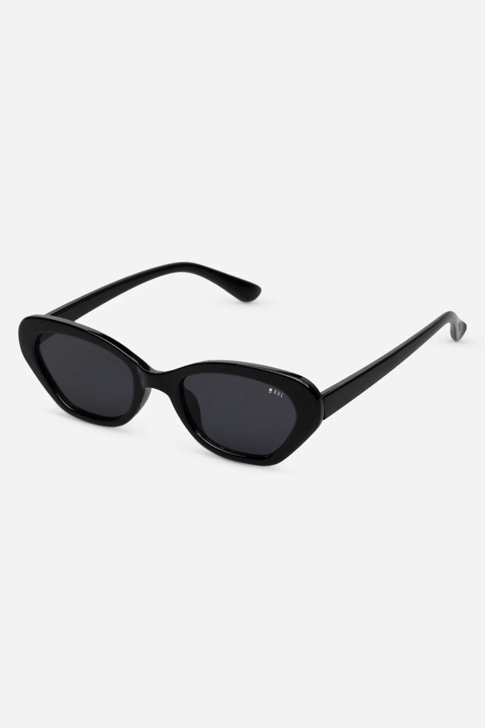 Black cat-eye sunglasses on a white background