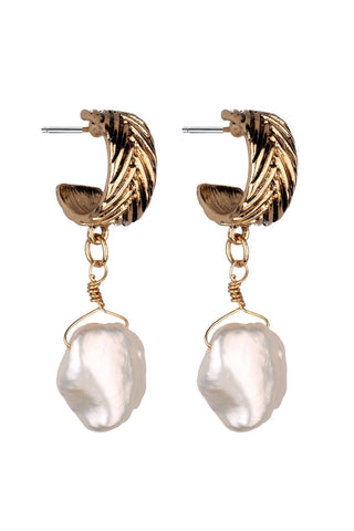 G and G Collective - GGR Raeleigh Freshwater Pearl Hoop Earrings