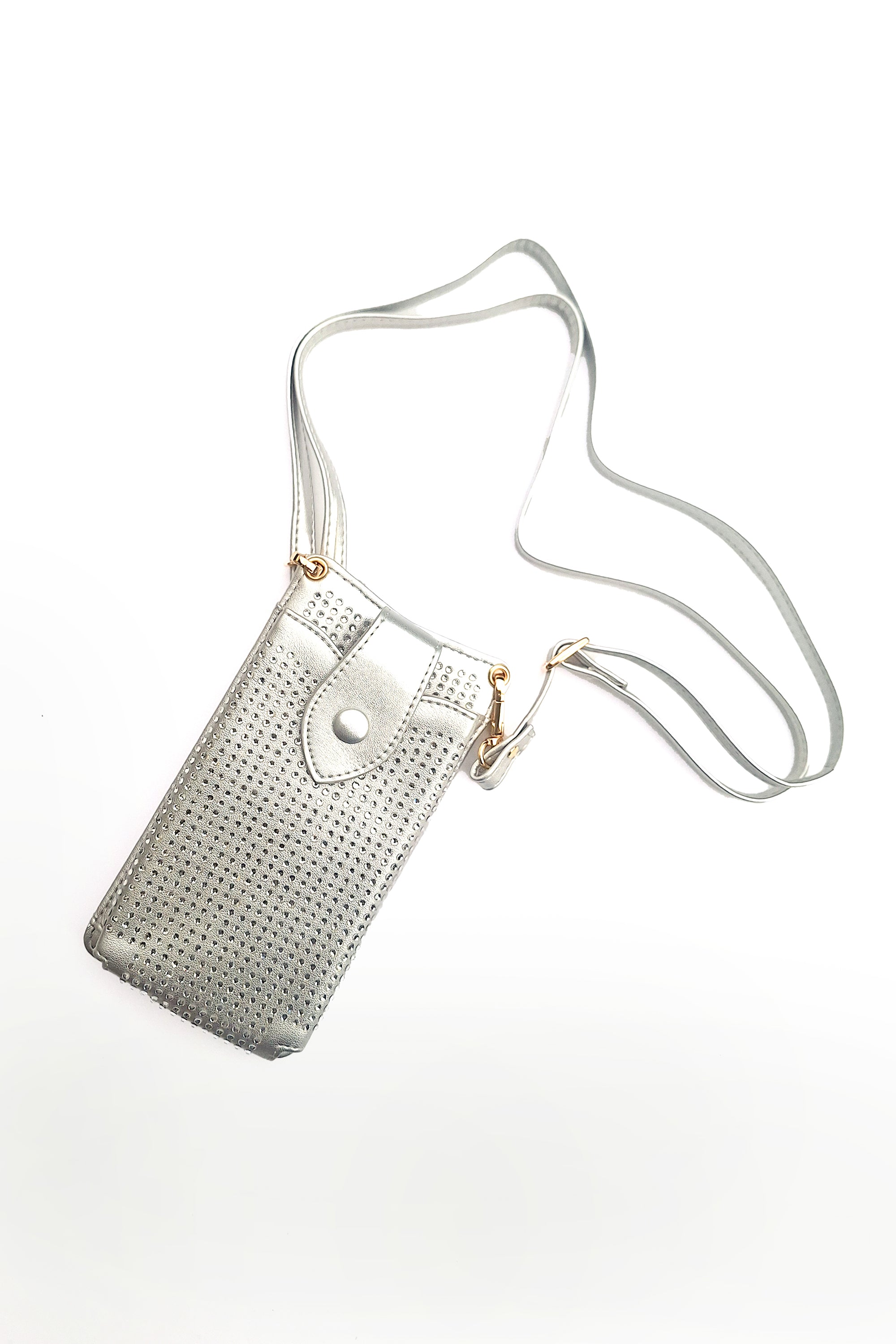 Silver Cross Body Phone Pouch