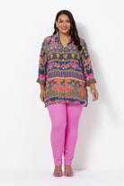 multicoloured women's plus size shirt