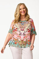 plus-size-clothing -top-pink-print