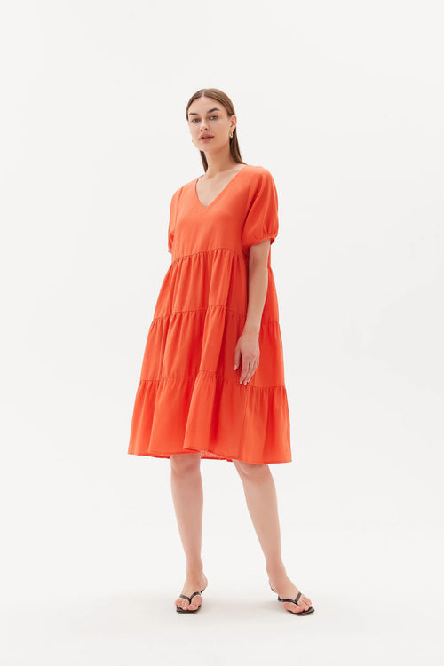Tirelli - 21D2660 Tiered Linen Dress - Plain