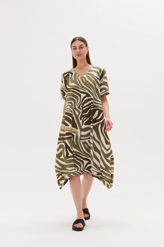 Tirelli - 24D3378 Jacquard Diagonal Seam Dress