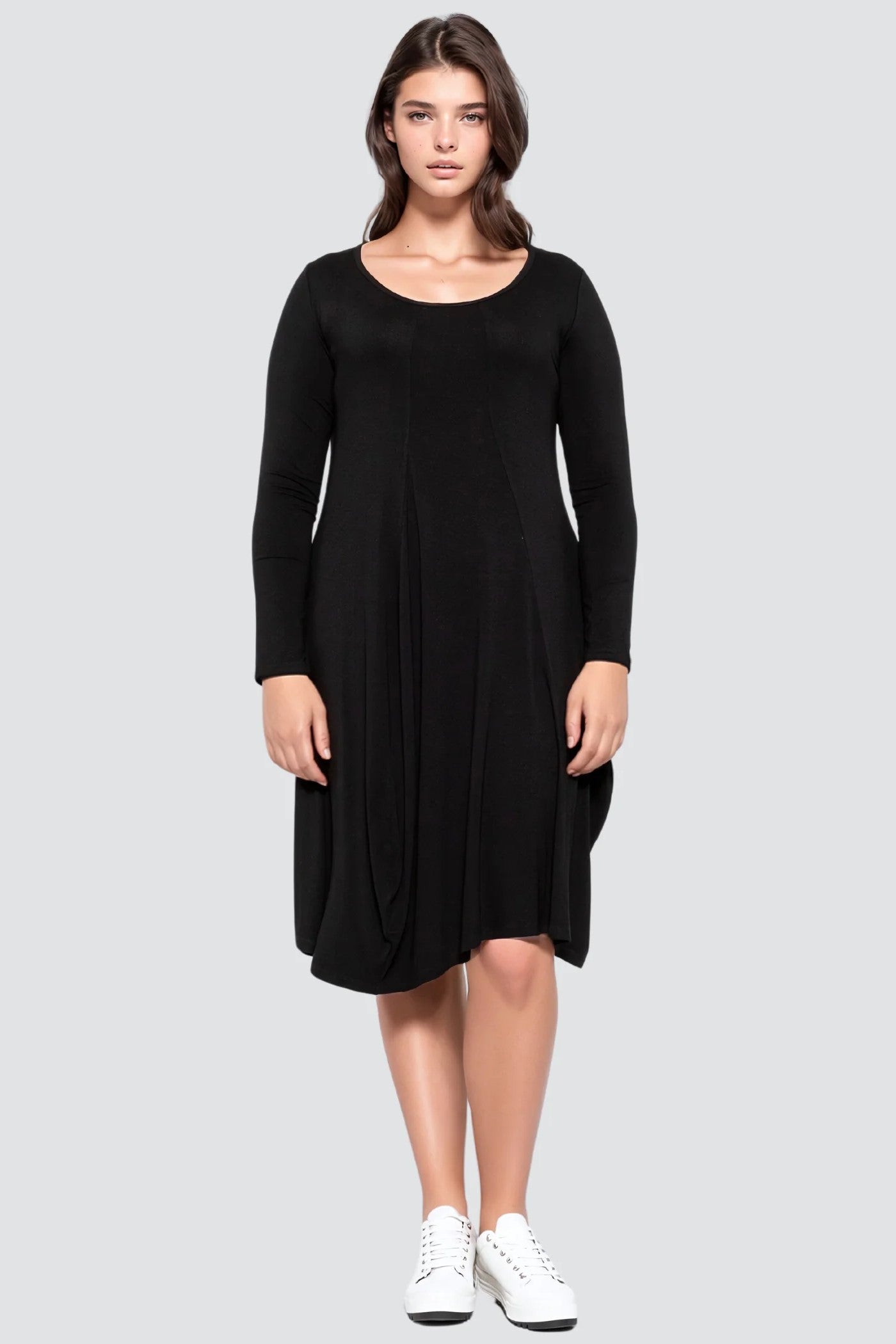 basic-black-long-sleeve-midi-dress-plus-size-clothing