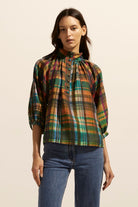 check-high-neck-blouse