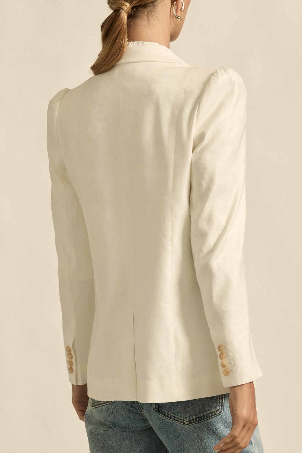 Womens jacket blazer off white worn by model back view
