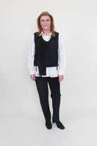 bone and arrow zen waistcoat worn with joseph ribkoff slim leg pant