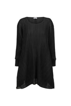 black-longline-pleated-top-plus-size-clothing