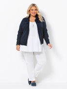 navy women's linen jacket plus size