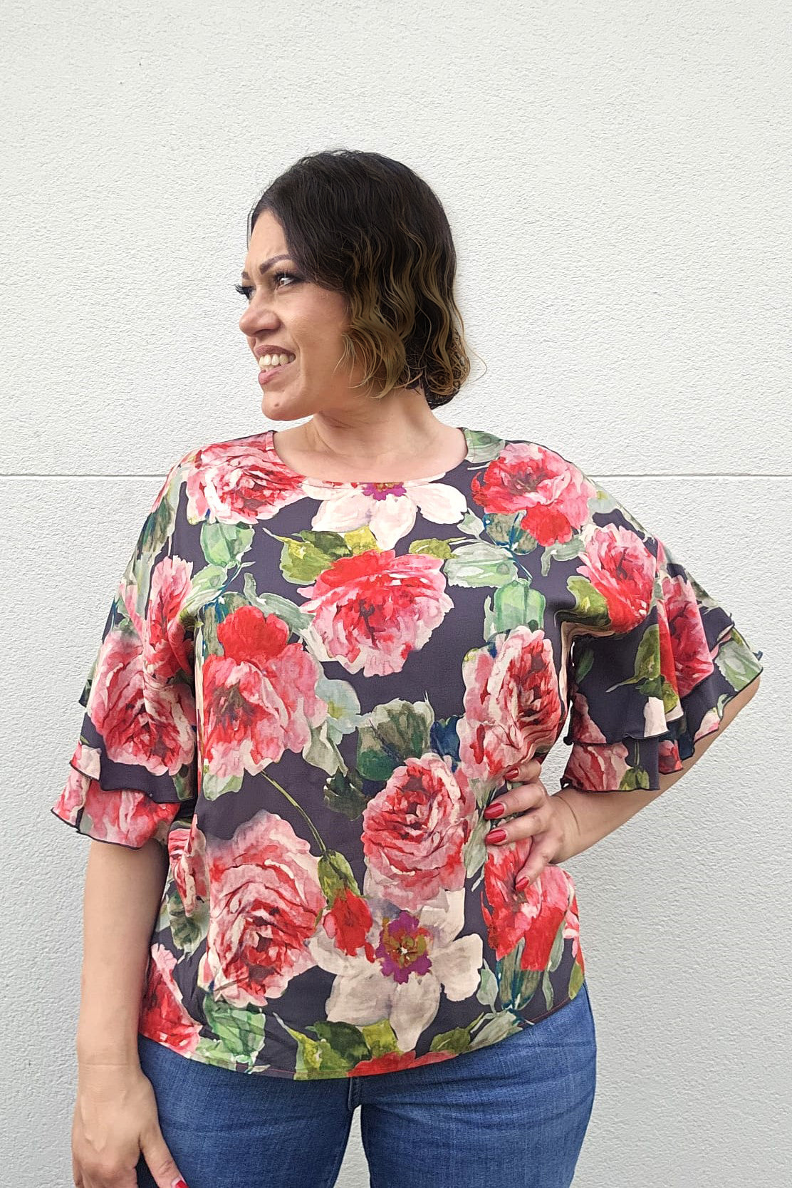 plus size women's floral top