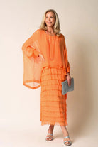 women's plus size orange wedding guest dress