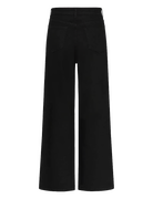 Black wide-leg pants on a white background back angle