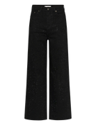 Black jeans diamante feature on a white background