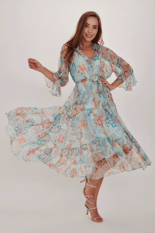 Megan Salmon - M8223 Velvet Roses Romance Dress
